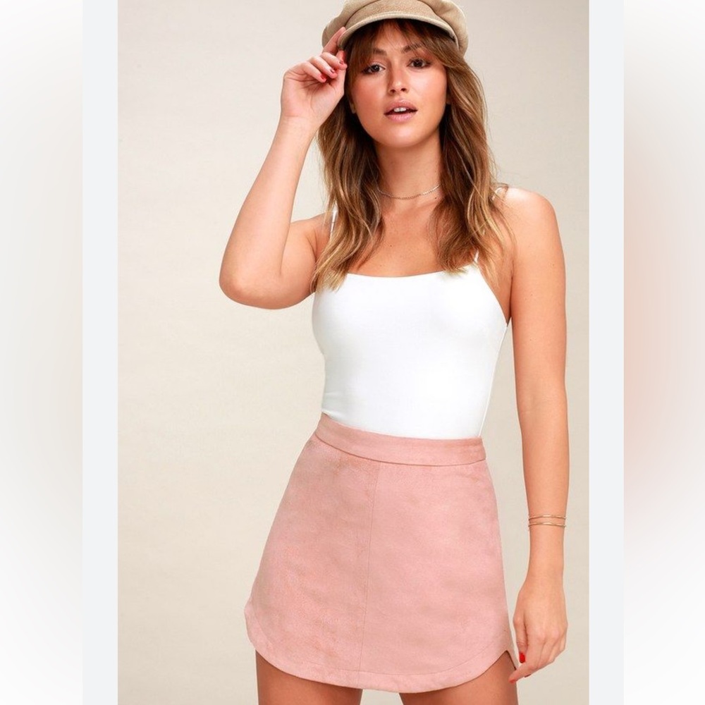 NWT BB Dakota Indra Faux Suede Mini Skirt, Blush Pink, Stitchfix, Women's 6